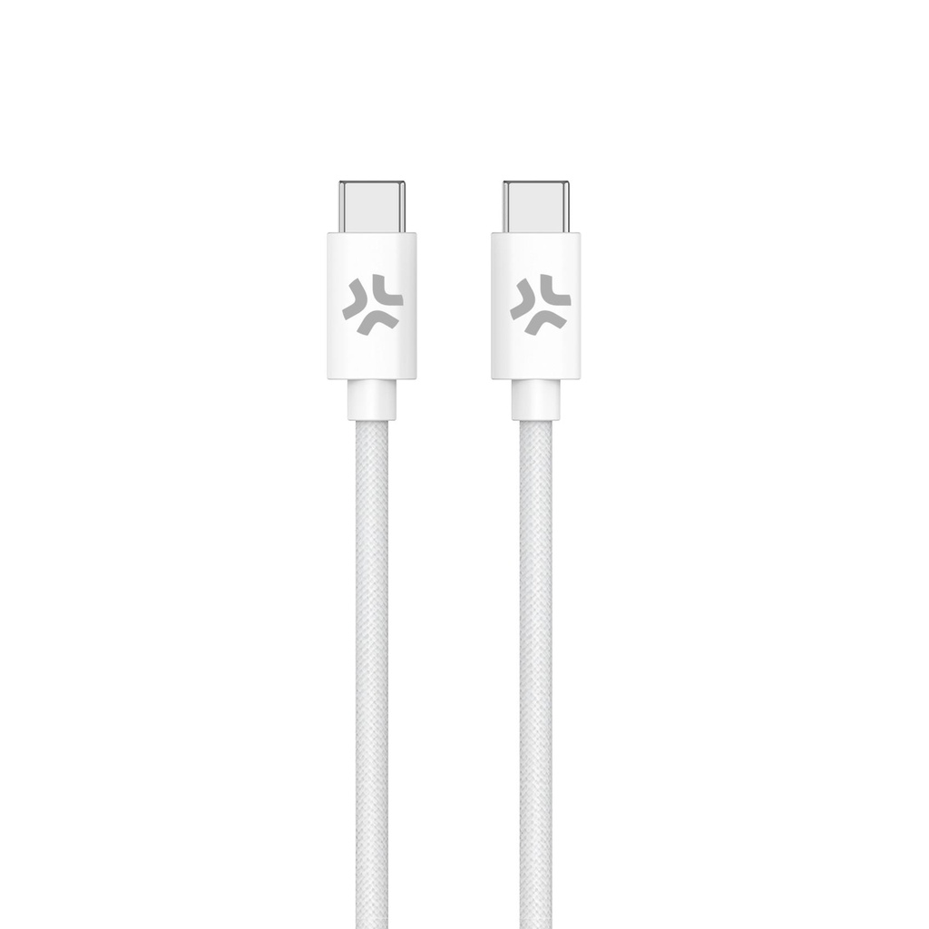 [
USBCUSBCCOTTWH] Celly USBCUSBCCOTT - 60W USB-C to USB-C Cotton Braided Cable [POWER DELIVERY]